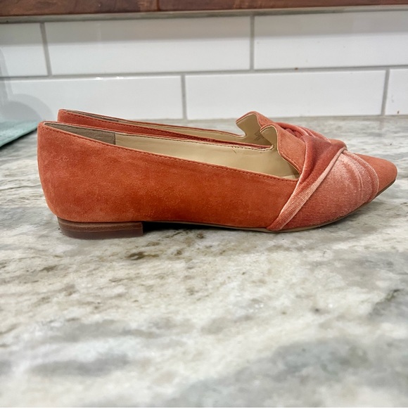 Sole Society Lydiah Peach Suede & Velvet Pointed Toe Flats Size 5.5 - Picture 4 of 12